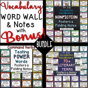 Preview of Word Wall Nonfiction, Fiction, Testing Words BUNDLE, Interactive Notes & Bonus!