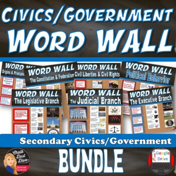 Preview of WORD WALL Posters BUNDLE  | CIVICS | American Government | EDITABLE