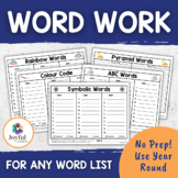 WORD WORK | Activities for ANY LIST