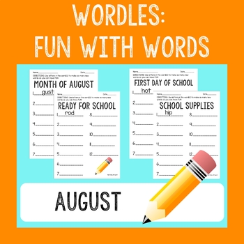 WORDLES: Fun With Words (August) by Growing with Glynn | TpT