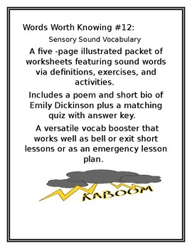 Preview of WORDS WORTH KNOWING #12: Sensory Sound Words