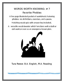 Preview of WORDS WORTH KNOWING #7: Favorite Phobias