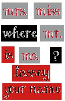 Preview of Red, Gray and Black - WORDS for your Where is the counselor sign