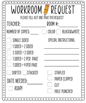Preview of WORK ROOM COPY REQUEST FORM