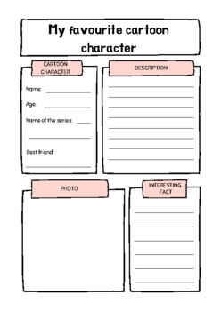 WORKSHEET | My favourite cartoon character by IT'S FUNGLISH | TPT