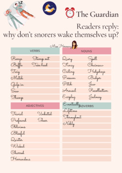 Preview of WORKSHEET - Why snorers don't wake themselves up?