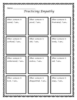 Preview of WORKSHEET for SEL Lesson I AM HUMAN that teaches Empathy Kindness Caring Respect