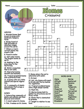 Preview of ECOSYSTEMS, BIOMES & HABITATS of the World Crossword Puzzle Worksheet Activity