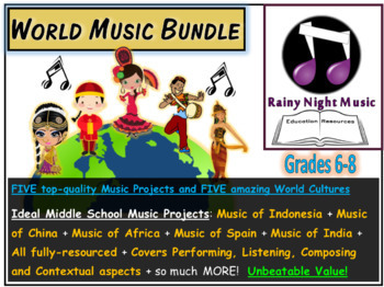 Preview of WORLD MUSIC Resources Five Pack MIDDLE SCHOOL BUNDLE