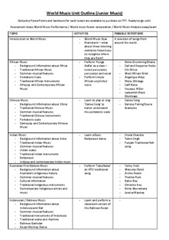 Preview of WORLD MUSIC UNIT OUTLINE FREE