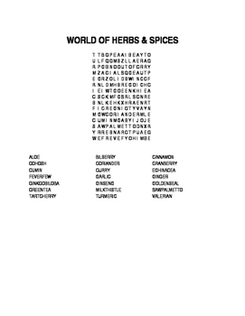 Preview of WORLD OF HERBS & SPICES WORD SEARCH