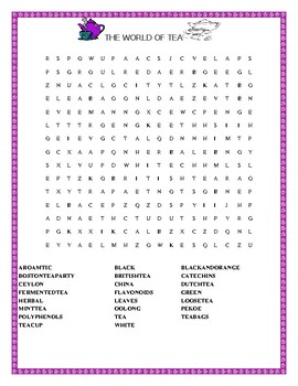 Preview of WORLD OF TEA: WORD SEARCH