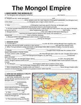 Preview of WORLD UNIT 5 LESSON 3. The Mongol Empire GUIDED NOTES