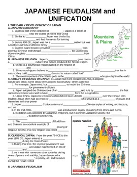 Preview of WORLD UNIT 8 LESSON 5. Japanese Feudalism and Unification GUIDED NOTES