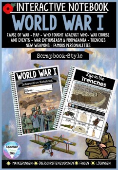 Preview of WORLD WAR 1  - Interactive Notebook - Scrapbook Style 35 PAGES (WW1)