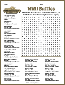 world war 2 battles word search puzzle worksheet activity by puzzles to print