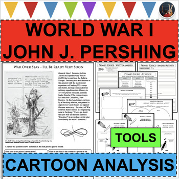 Preview of WORLD WAR I UNCLE SAM General Pershing Cartoon WWI PRIMARY SOURCE