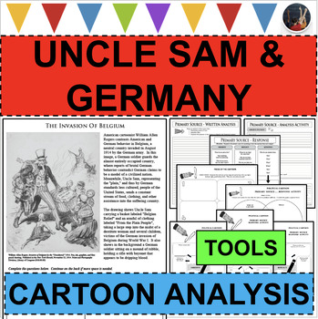 Preview of WORLD WAR I UNCLE SAM INVASION OF BELGIUM Cartoon WWI PRIMARY SOURCE