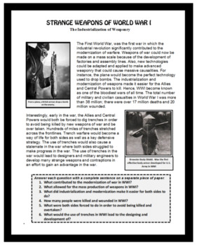Preview of World History - WORLD WAR I, U.S. History, Emergency Lesson Plan