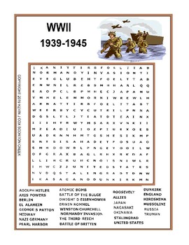 Preview of WWII - WORLD WAR 2 WORD SEARCH - MAJOR BATTLES OF WORLD WAR II