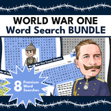 WORLD WAR 1 Word Search Puzzle BUNDLE - 8 x No Prep WW1 Wo