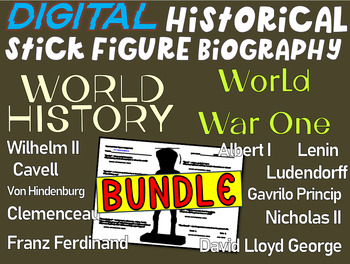 Preview of WORLD WAR ONE BUNDLE (High School World History) Google Doc Stick Figures