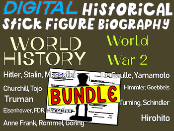 Preview of WORLD WAR TWO BUNDLE (High School World History) Google Doc Stick Figures