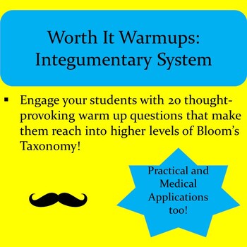 Preview of WORTH IT WARM UPS: Integumentary System Analysis and Application Questions