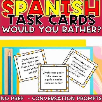 Preview of WOULD YOU RATHER? | ¿QUÉ PREFERIRÍAS? SPANISH TASK CARDS | THIS OR THAT