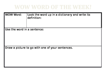 Preview of WOW Word Worksheet