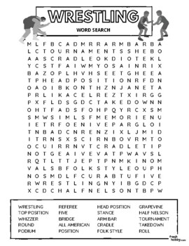 Preview of WRESTLING Word Search Puzzle - Intermediate Difficulty (Wrestling Terminology)