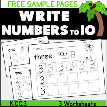 Preview of WRITE NUMBERS to 10 CHICKA CHICKA Coconut Tree  *Sample Pages