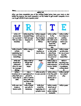 WRITE-O Literacy BINGO Game Homework by Sarah Teaches Seventh | TpT