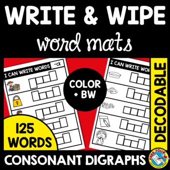 Preview of WRITE SPELL CONSONANT DIGRAPH WORD WORK TASK CARDS ACTIVITY 1ST GRADE PHONICS