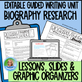 WRITING 7th Grade Biography Research Unit - Slides, Graphi