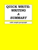 WRITING A SUMMARY PARAGRAPH