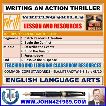 Preview of WRITING AN ACTION THRILLER : LESSON AND RESOURCES