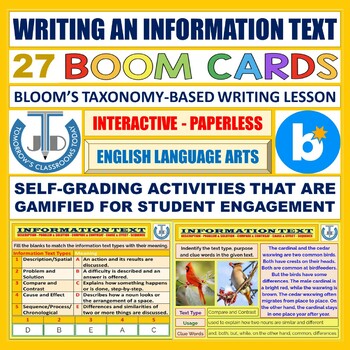 Preview of WRITING AN INFORMATION TEXT - 27 BOOM CARDS