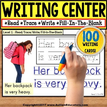 Preview of Fine Motor WRITING CENTER MATS Read Trace Write for Autism and Special Education