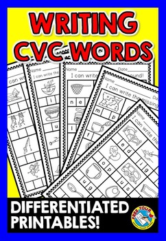 Preview of SCIENCE OF READING WRITE CVC WORDS WORKSHEETS PHONICS SPELLING MORNING WORK
