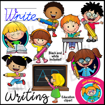Preview of WRITING. Clipart in Color & Black/white. {Lilly Silly Billy}