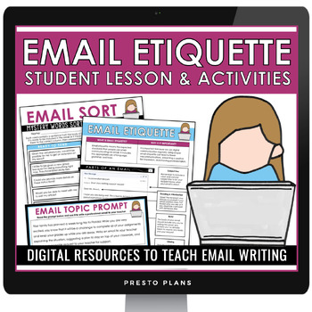 Preview of Email Etiquette How to Write an Email Lesson, Activities, Assignments - Digital