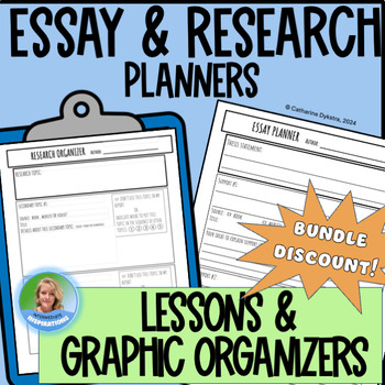Preview of WRITING 7th Grade & Up - Non Fiction Research Essay Plan - Graphic Organizers