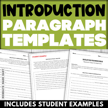 Preview of Introduction Paragraph Templates - Differentiated Skeletons for Research Essays