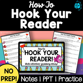 Preview of WRITING INTRODUCTIONS Hooks Leads Lesson Notes PowerPoint Practice Test Prep