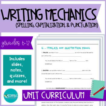 Preview of WRITING MECHANICS | Get It Write Grammar Curriculum