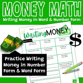 Preview of WRITING MONEY in Number & Word Form - Money Math Worksheet