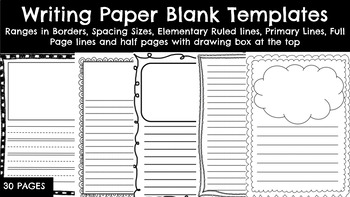 Preview of Blank Writing Paper Templates-30 Pages (Primary & Elementary Lines)