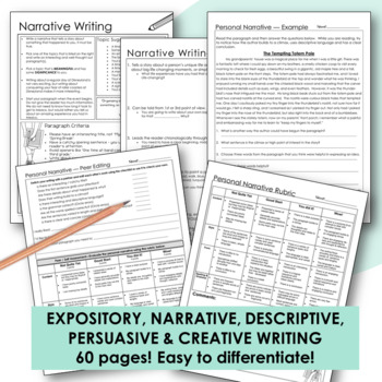 WRITING - Persuasive, Narrative, Expository & Descriptive Writing ...