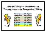 WRITING - Progress Indicators & Tracking Sheets